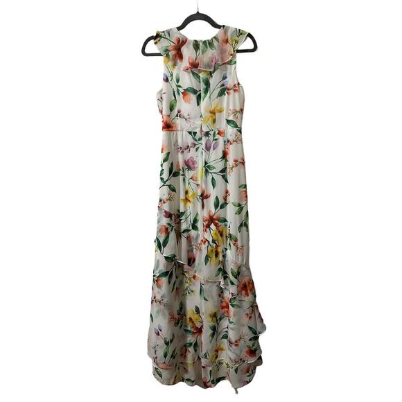 Guess Floral Printed Chiffon Ruffle High-Low Maxi Dress Summer Size 4 - Picture 5 of 7